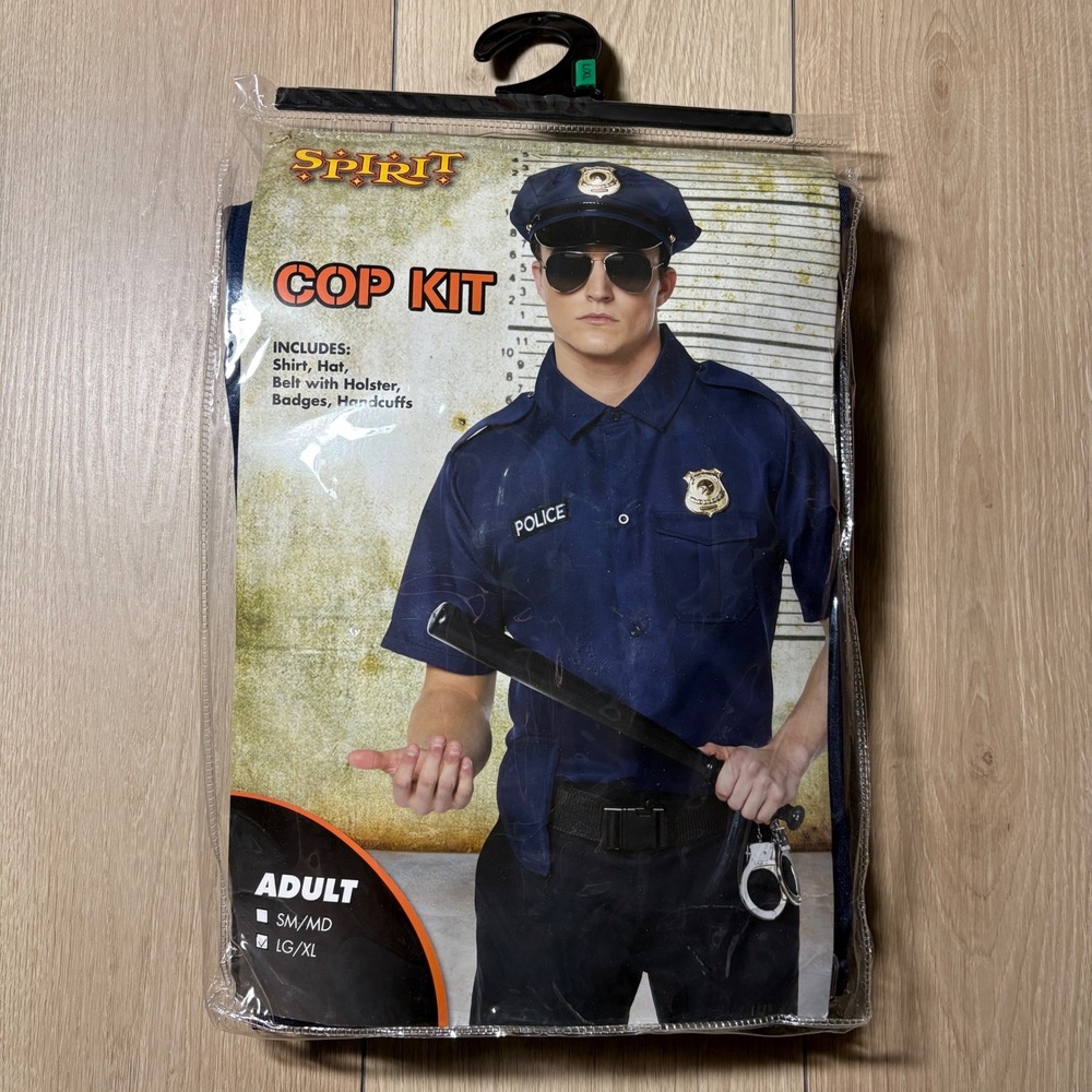 Spirit Halloween Adult Cop Kit Police Costume Set Navy Blue LG/XL NWT